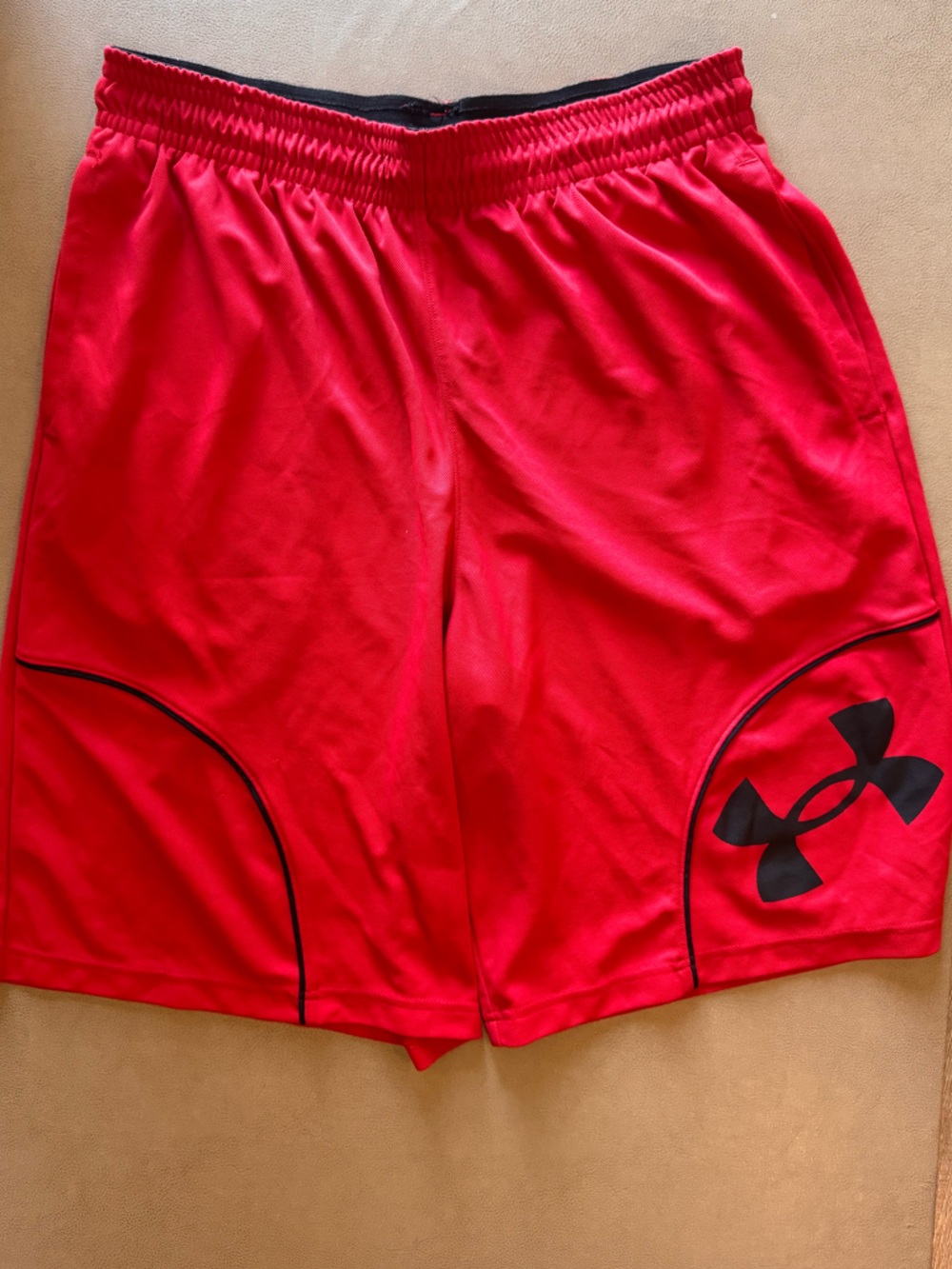 Under Armour Red Men’s Athletic Shorts with Black Logo